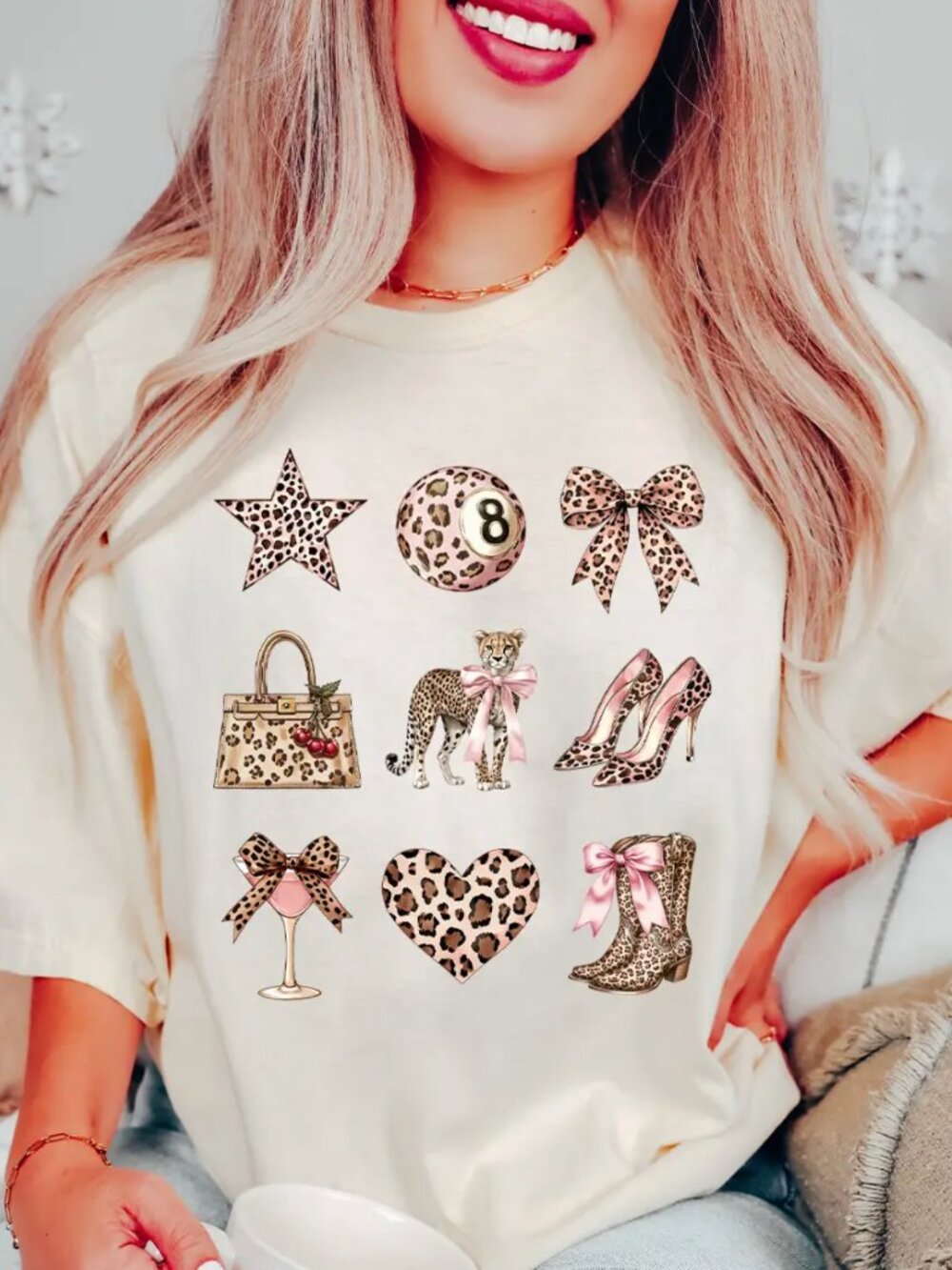 Cheetah 3 x 3 Tee w/ Rhinestones